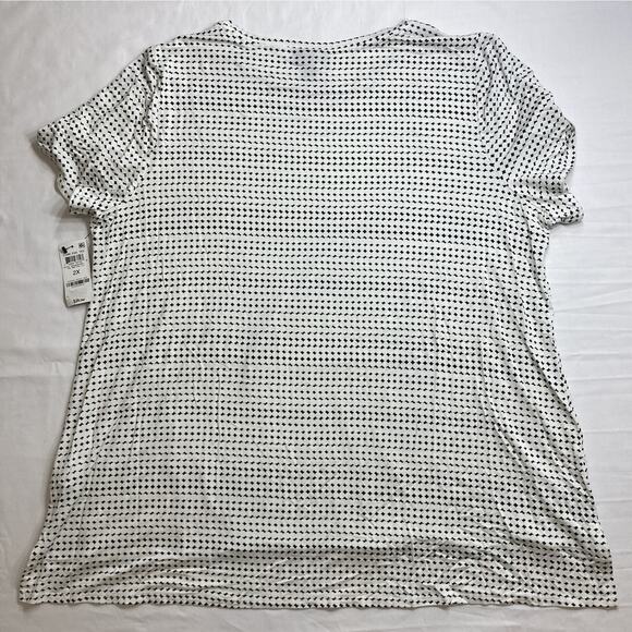 Alfani Plus Core Ess Tee Women's 2X Tal Geo Cal LLy White W/Geometric Shapes - Picture 6 of 6